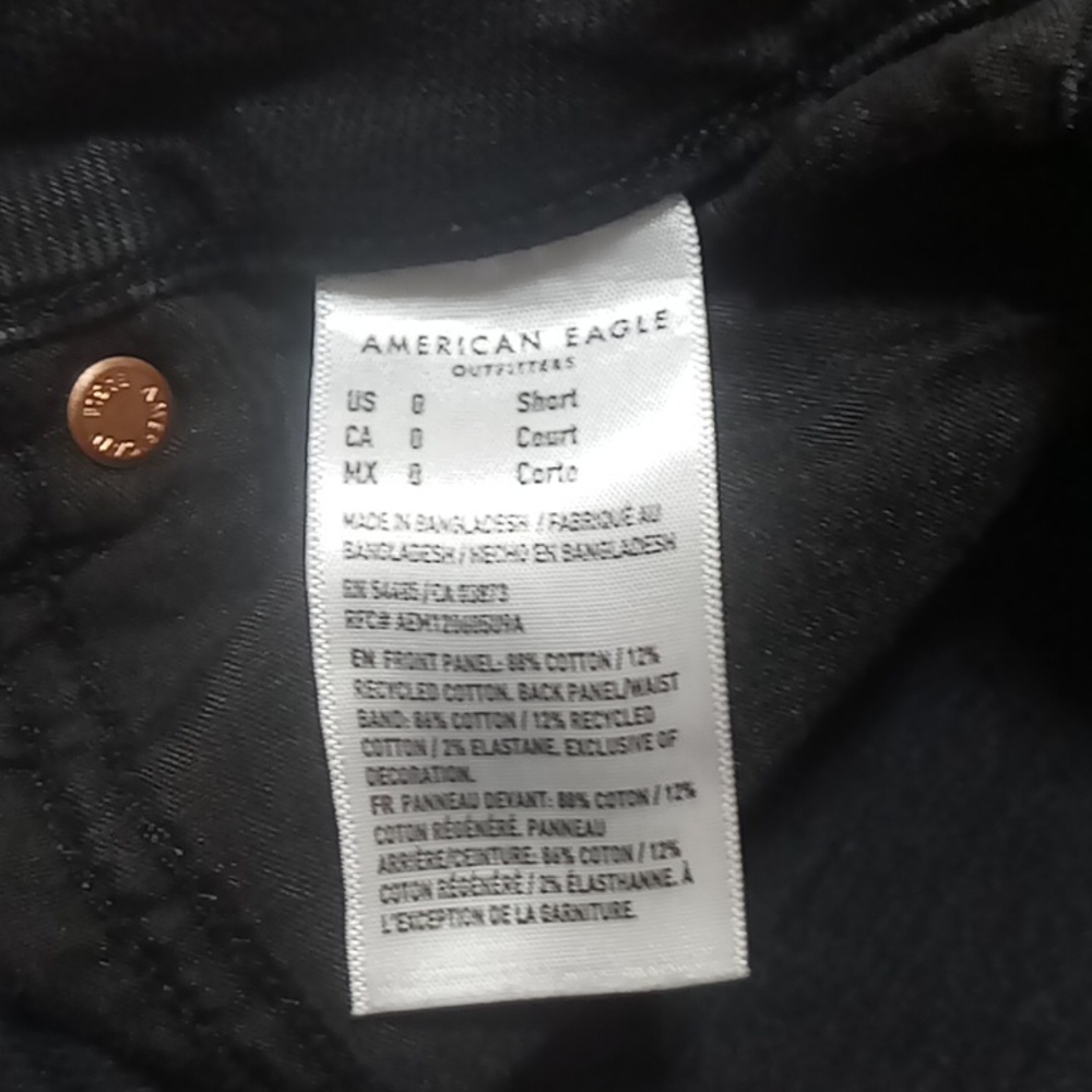 AMERICAN EAGLE Jeans 0 SHORT Womens MOM Denim FADED BLACK Preowned Distressed - Picture 7 of 9